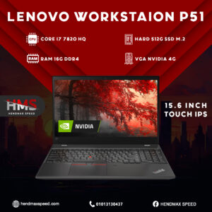 Lenovo workstation P51 i7 7th 7820HQ  touch screen ips Vga nvidia qudro 4GB Ram 16 Hard 512 ssd inch 15,6